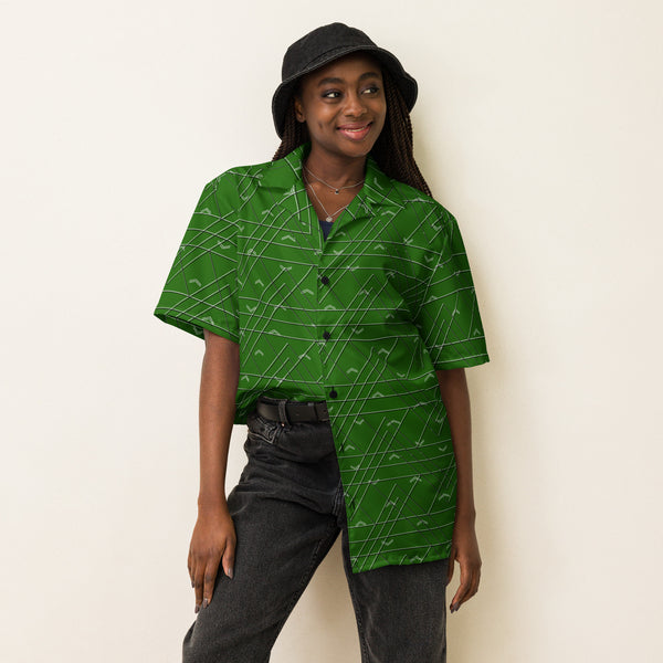 Level Up Green Unisex Button Shirt