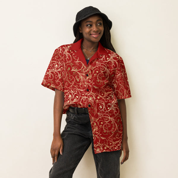 Regal Red Unisex Button Shirt