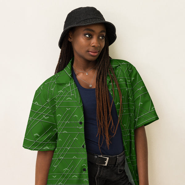 Level Up Green Unisex Button Shirt