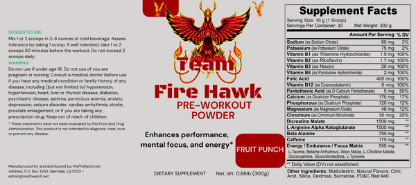 Team Fire Hawk Nitric Shock Pre-Workout Powder (Fruit Punch)