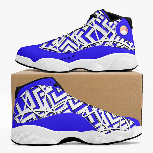 Majestic Blue High Top Leather Basketball Sneakers