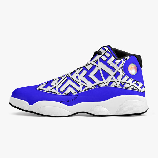 Majestic Blue High Top Leather Basketball Sneakers