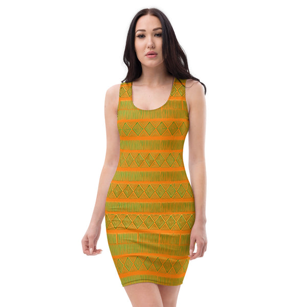Orange and Green Royal Tribal Women's Dress