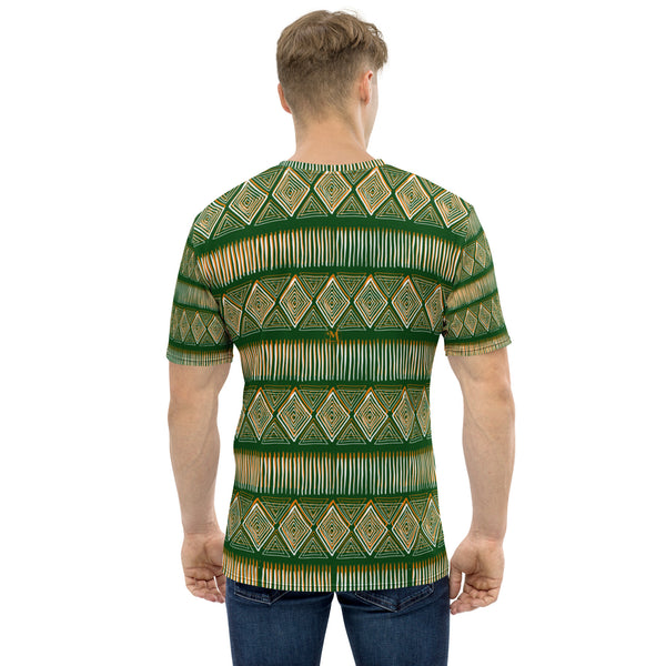 Royal Tribal Green and Orange Men's T-shirt