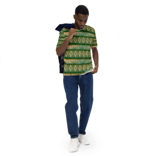 Royal Tribal Green and Orange Men's T-shirt