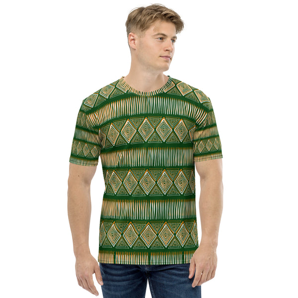 Royal Tribal Green and Orange Men's T-shirt
