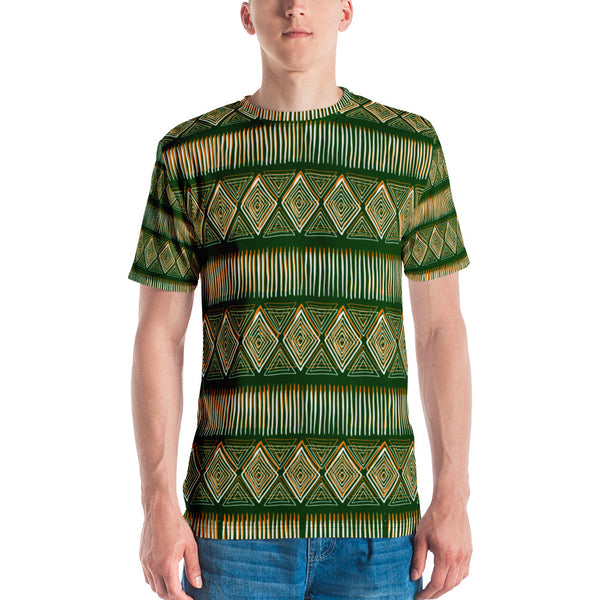 Royal Tribal Green and Orange Men's T-shirt