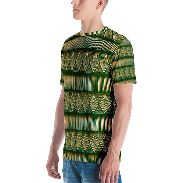 Royal Tribal Green and Orange Men's T-shirt