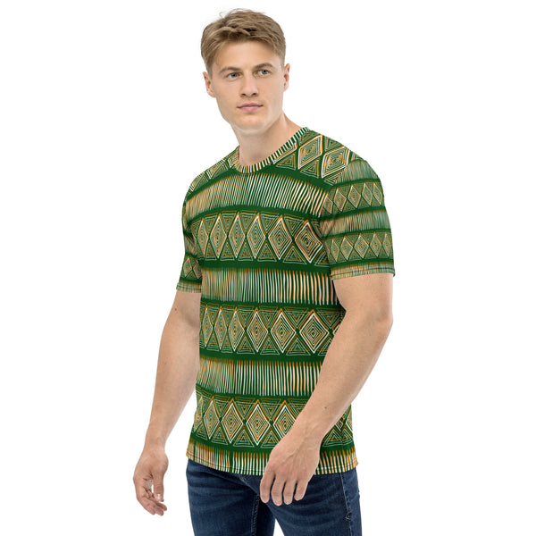 Royal Tribal Green and Orange Men's T-shirt