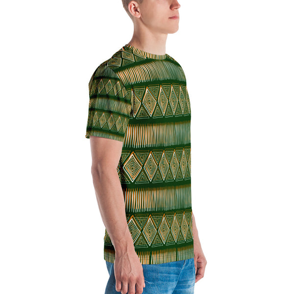 Royal Tribal Green and Orange Men's T-shirt