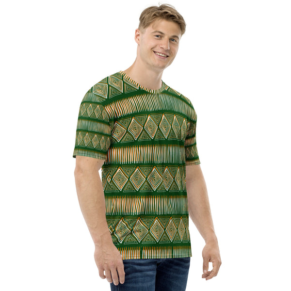 Royal Tribal Green and Orange Men's T-shirt