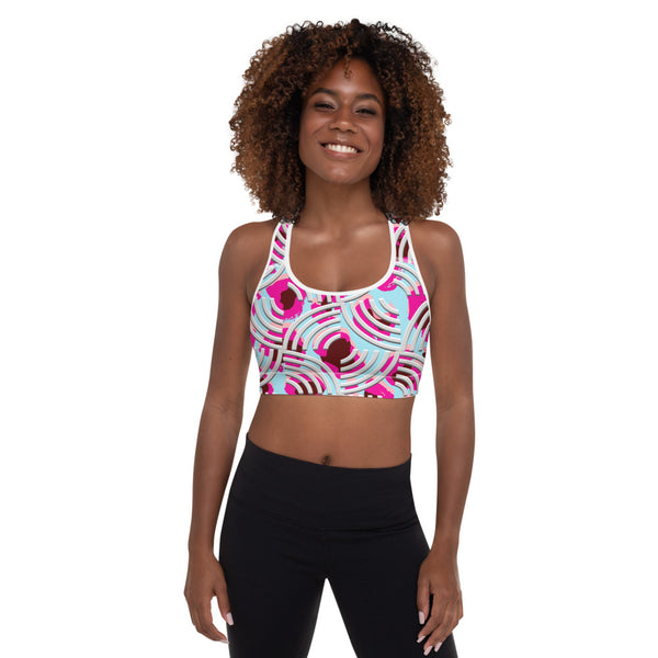Pink and Grey Padded Sports Bra