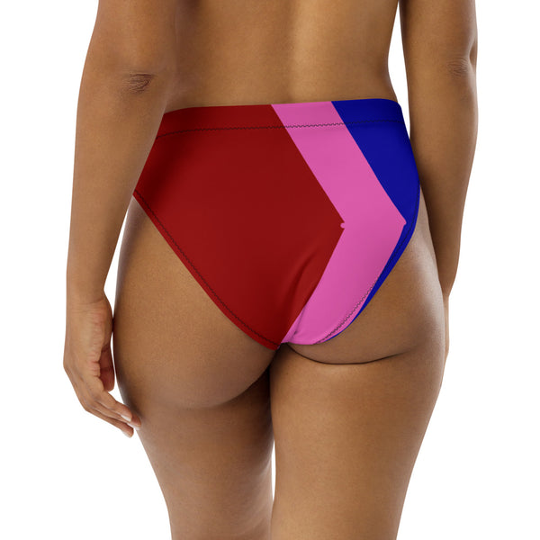 Tri-Color Pink High-Waisted Bikini Bottom