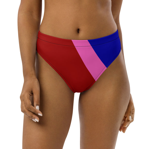Tri-Color Pink High-Waisted Bikini Bottom