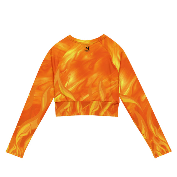 Brilliant Flames long-sleeve crop top