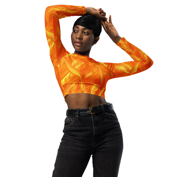 Brilliant Flames long-sleeve crop top