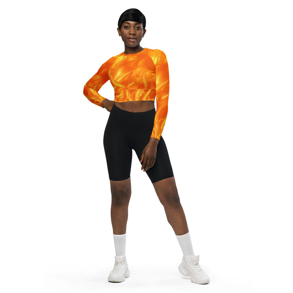 Brilliant Flames long-sleeve crop top