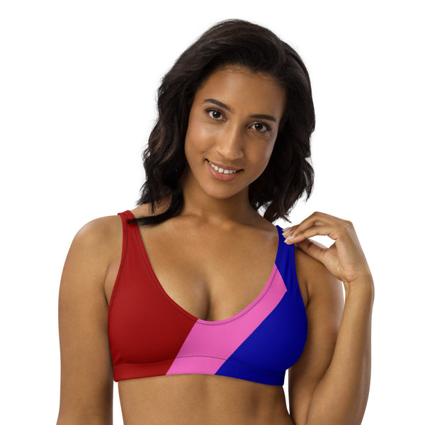 Tri-Color Pink Padded Bikini Top
