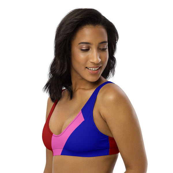 Tri-Color Pink Padded Bikini Top