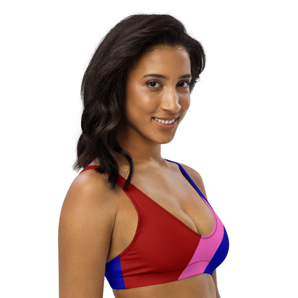 Tri-Color Pink Padded Bikini Top