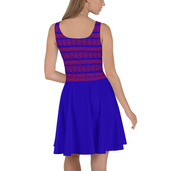 Royal Tribal Red and Blue Skater Dress