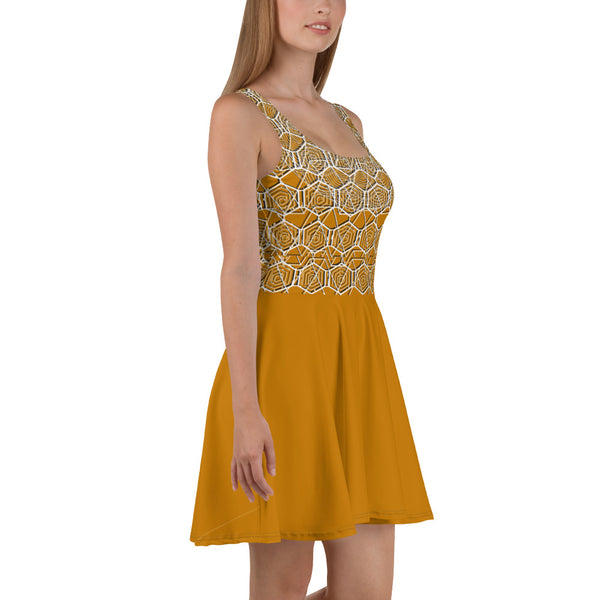 Tribal Gold Majestic Skater Dress