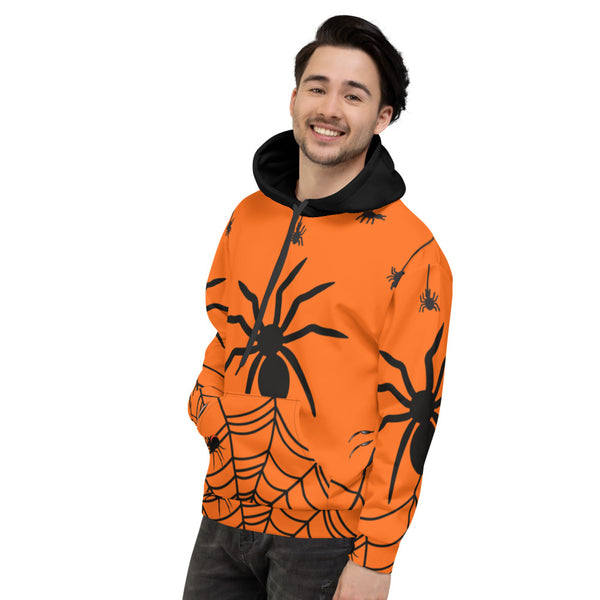Spiders and Web Orange Unisex Hoodie