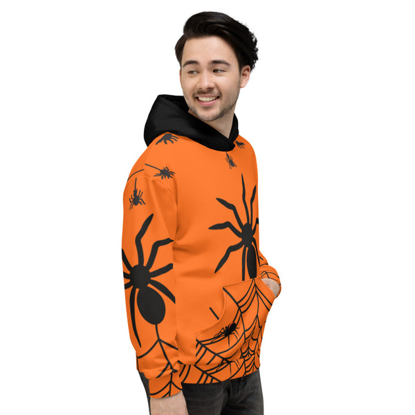 Spiders and Web Orange Unisex Hoodie