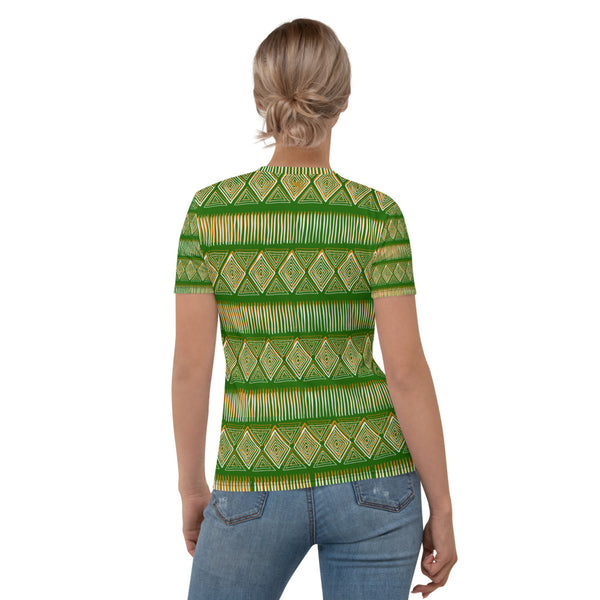 Royal Tribal Green and Orange Women's T-shirt