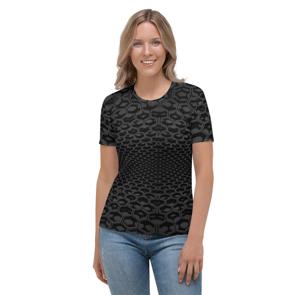 Black 3d Honeycomb Women's T-shirt