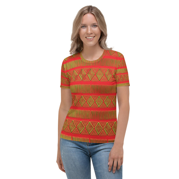 Royal Tribal Red and Green Women's T-shirt