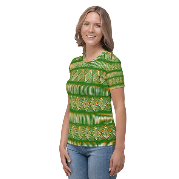 Royal Tribal Green and Orange Women's T-shirt