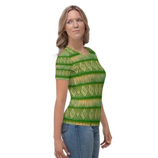 Royal Tribal Green and Orange Women's T-shirt