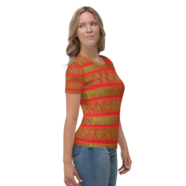 Royal Tribal Red and Green Women's T-shirt