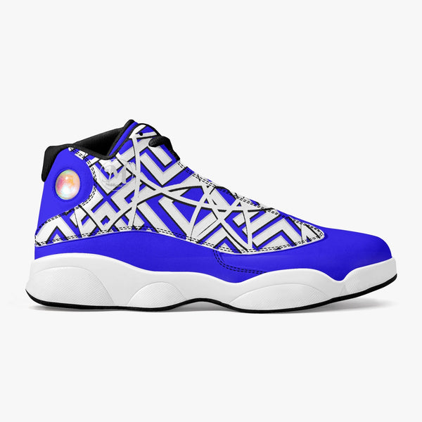 Majestic Blue High Top Leather Basketball Sneakers