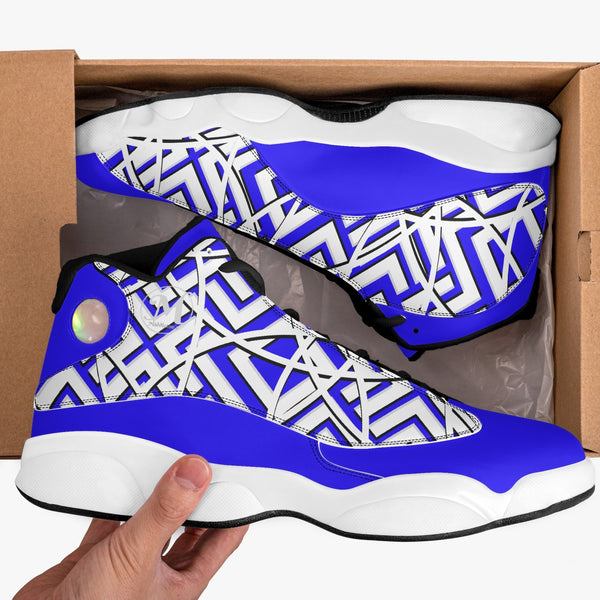 Majestic Blue High Top Leather Basketball Sneakers