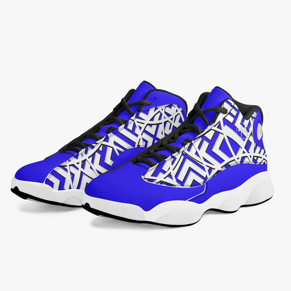 Majestic Blue High Top Leather Basketball Sneakers