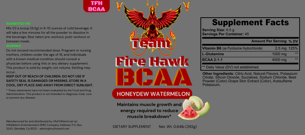 Team Fire Hawk BCAA Powder (Honeydew/Watermelon)