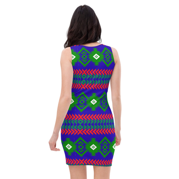 Royal Tribe Themed Blue Fitted Dress