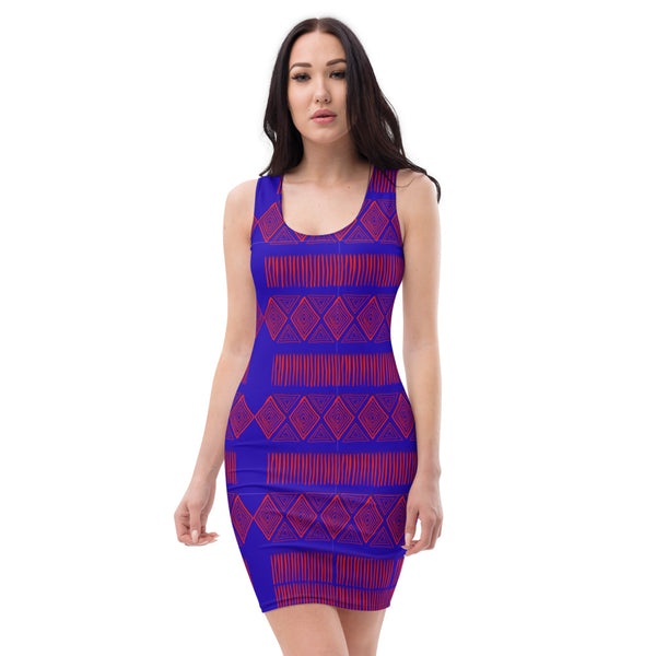 Royal Tribal Red and Blue Dress