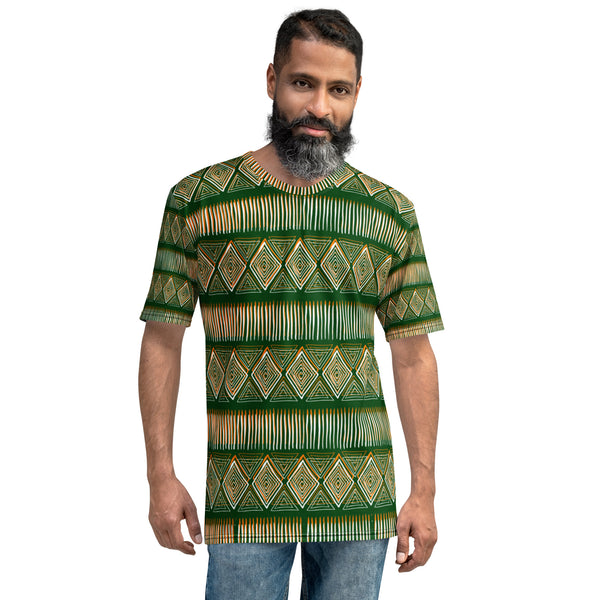 Royal Tribal Green and Orange Men's T-shirt