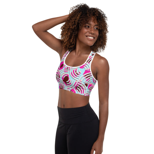 Pink and Grey Padded Sports Bra