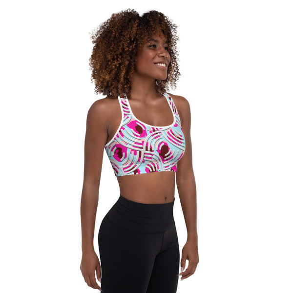 Pink and Grey Padded Sports Bra