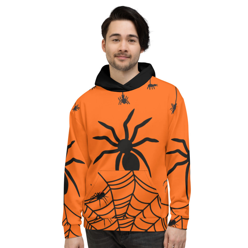 Spiders and Web Orange Unisex Hoodie