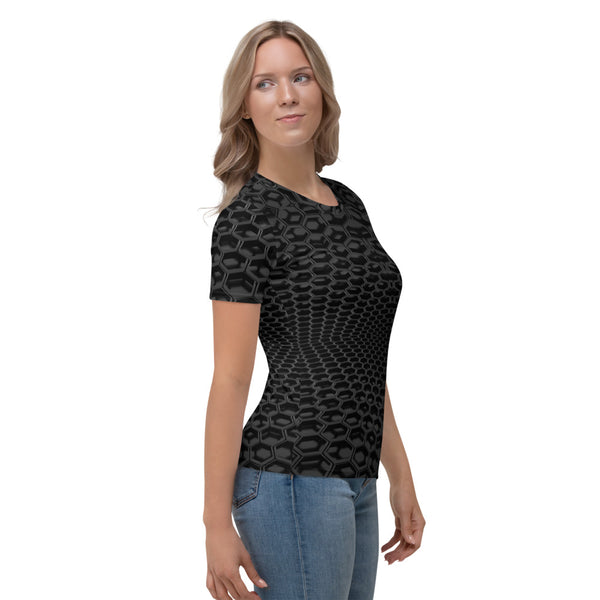 Black 3d Honeycomb Women's T-shirt