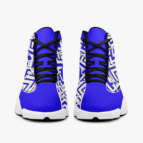 Majestic Blue High Top Leather Basketball Sneakers